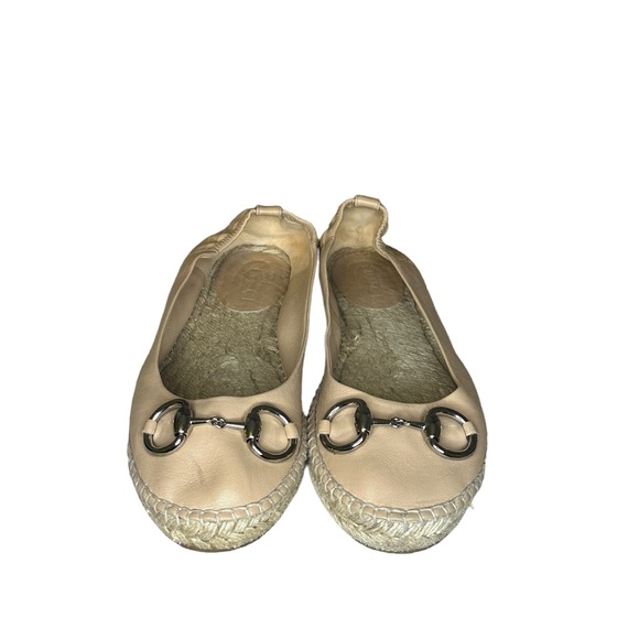 GUCCI TAN ESPADRILLE WITH FRONT BUCKLE HORSE BIT 37 - Picture 1 of 4